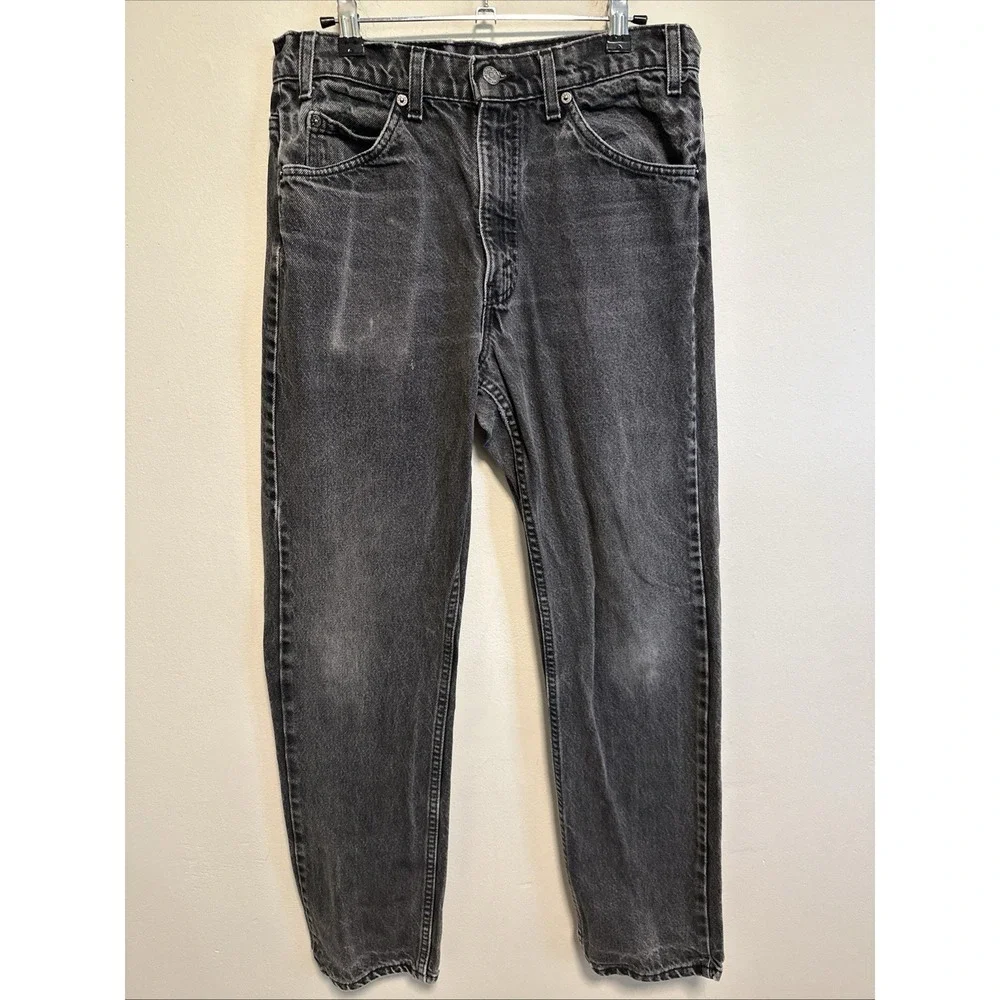 Levi's Men's Vintage Orange Tag Rare 505 Jeans Black Straight Leg - Faded